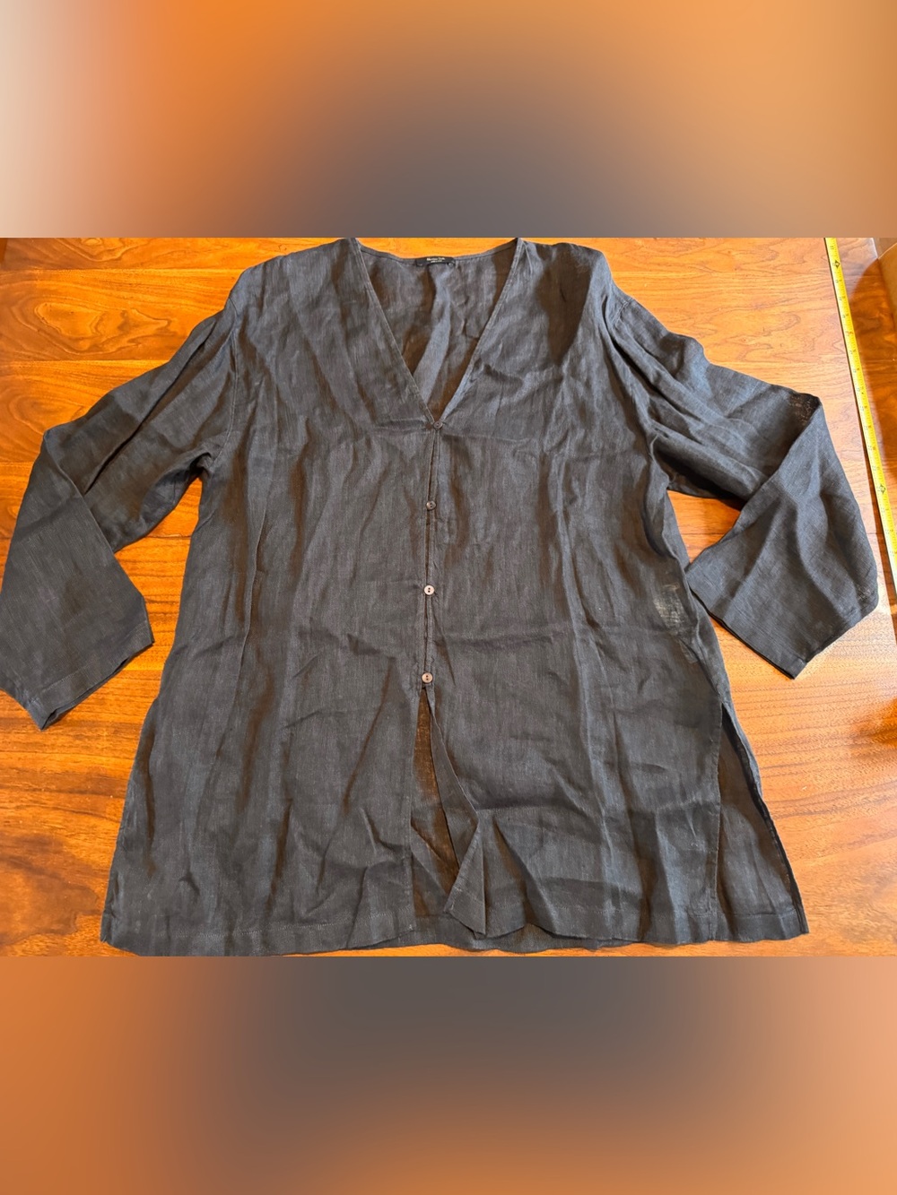 Massimo Dutti Sheer 100% Linen Button Tunic Top Like New Size S Classic Piece
